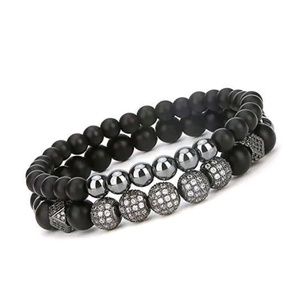 New Charm Bracelet Black Matte Onyx Stone 7.5"